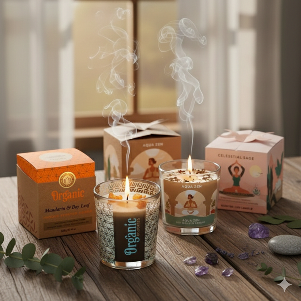 Accendi l'atmosfera con le candele profumate Yohoessential. Realizzate con cere di alta qualità e fragranze ricercate, le nostre candele sono pensate per trasformare ogni stanza in un rifugio accogliente e rilassante. Perfette anche come idea regalo.