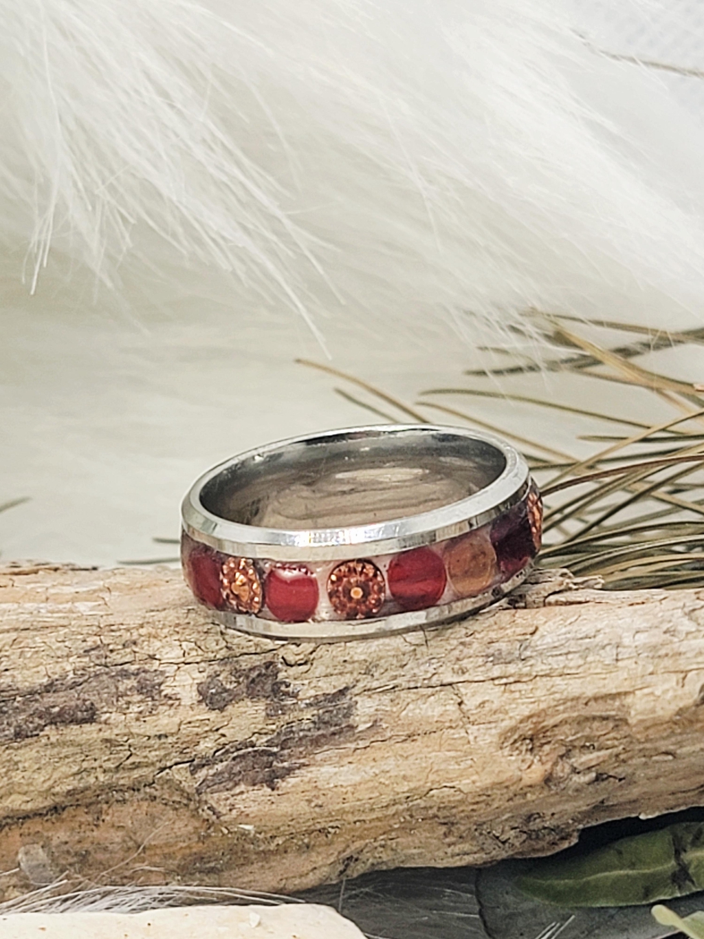 Bague acier inoxydable unique et fait-main résistant à l'eau à petit prix 