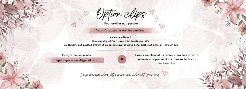 Option clips pour oreilles non percées – Boucles d’oreilles adaptées avec fermoir clips ✨