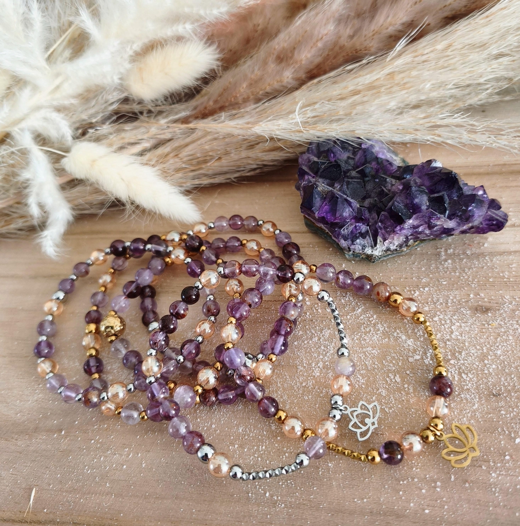 Nouveauté bracelet de transformation en cacoxénite et acier inoxydable