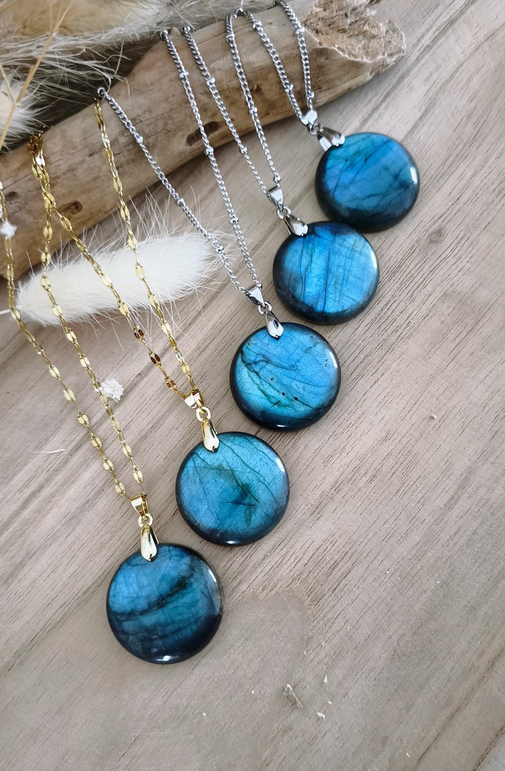 Nouvelle collection pendentifs pierres naturelles labradorite bijoux de protection