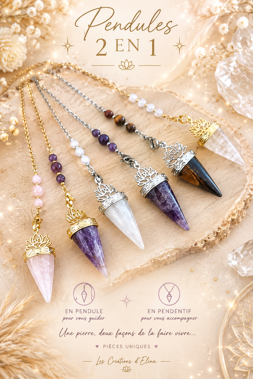 Nouveautés pendules divinatoires en pierres naturelles