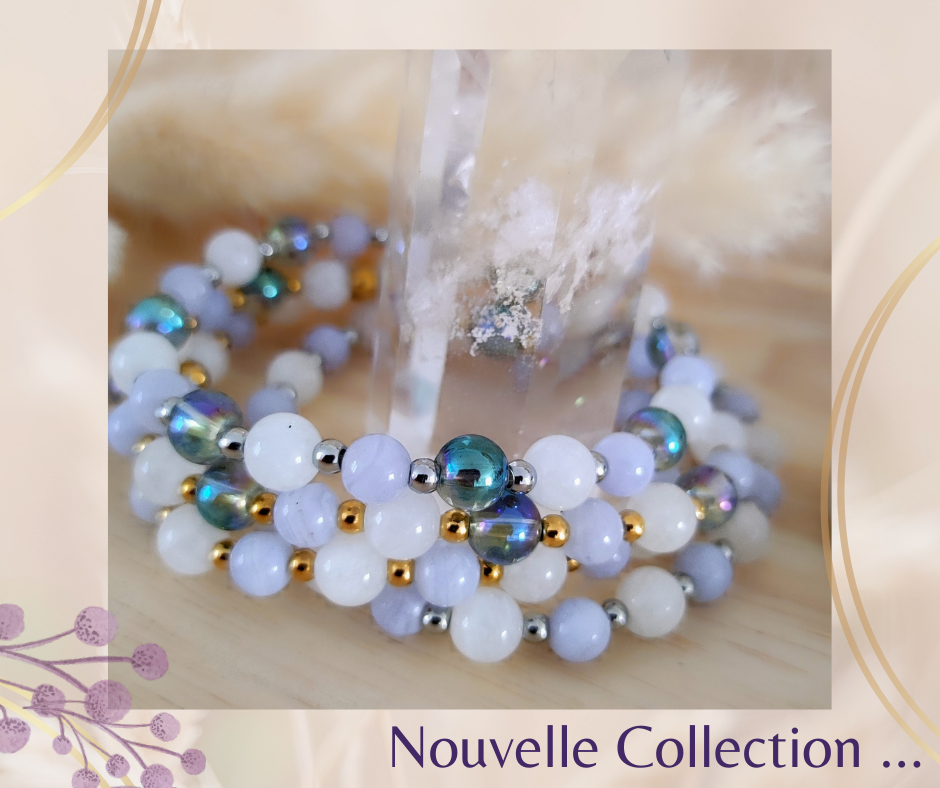 Collection Ménopause et Fertilité en calcédoine bleue et pierre de lune