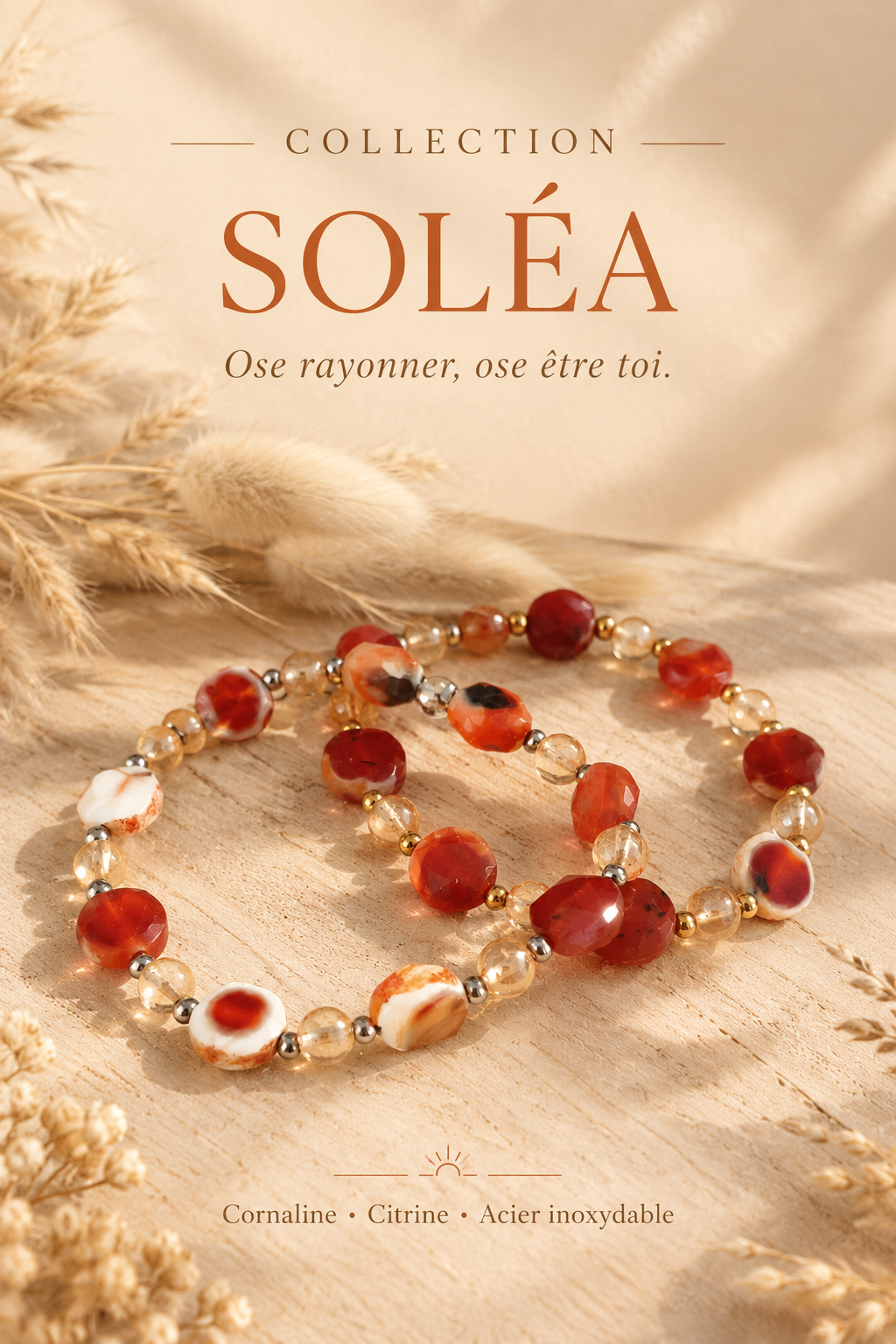 Collection de bracelets en cornaline, citrine pour de belles énergies positives, confiance en soi nouvelles pierres facettées