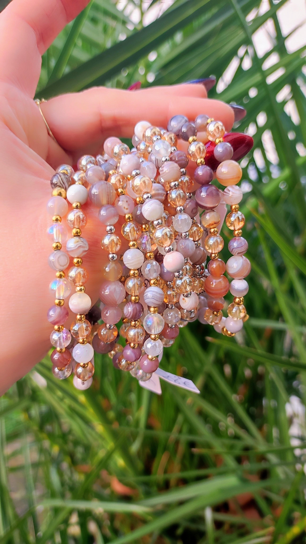 Nouveauté bracelet en Agate naturelle et facettée et acier inoxydable