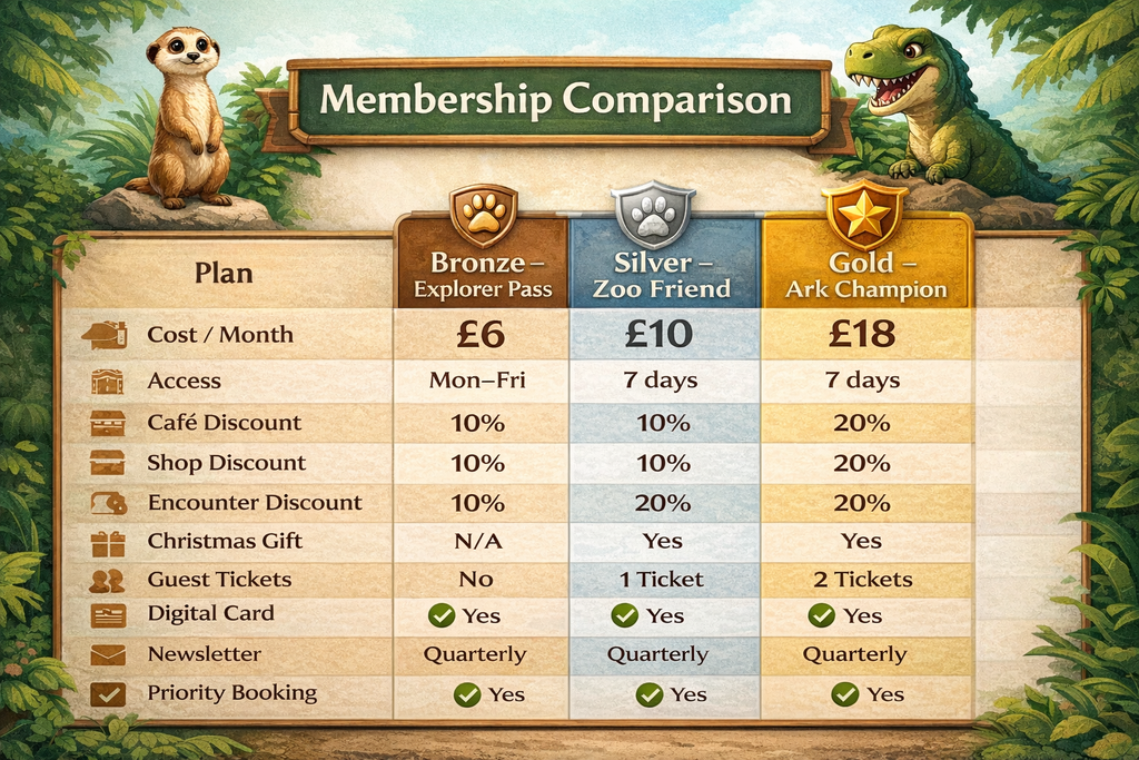 Support the Ark with a regular Membership for super perks!