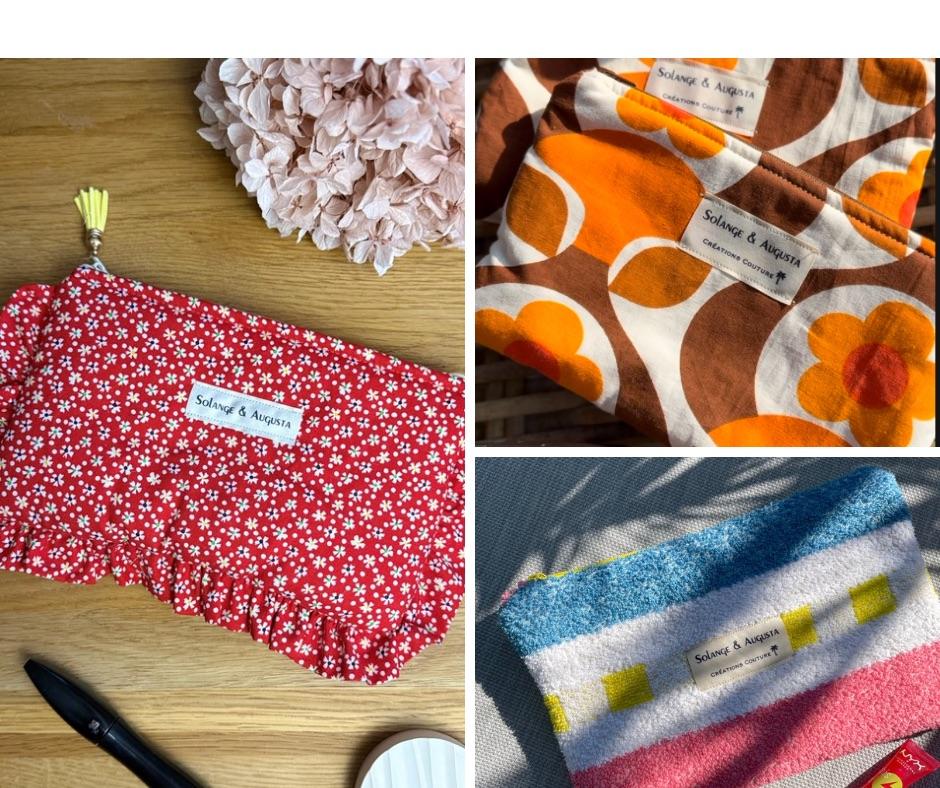 Pochettes en tissu upcyclé / pochette artisanale faite main