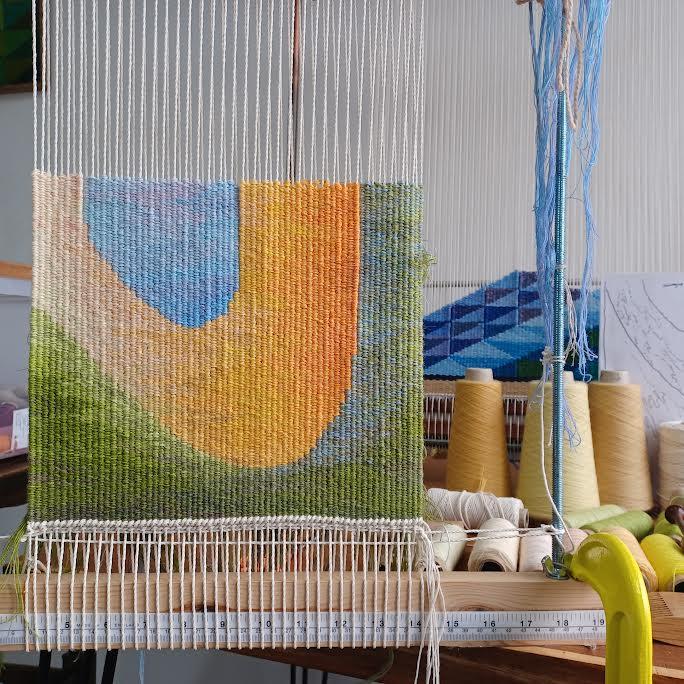 Behind the scenes at the Texture Tapestries weaving studio, commission being woven on the loom