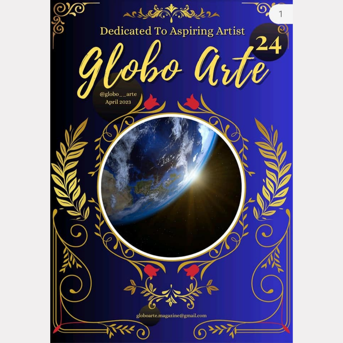 Page du magazine Globo Arte présentant une œuvre abstraite de Tony Debs avec son nom d’artiste Anthony Dubuis, son compte Instagram et son site internet