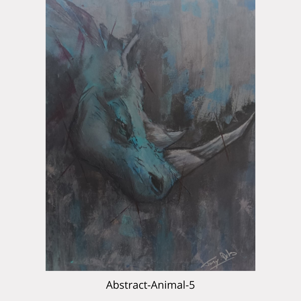 Abstract-Animal 5 – rhinocéros abstrait, peinture animalière originale 40 × 50 cm de Tony Debs