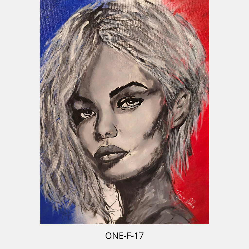One-F 17 – portrait féminin contemporain, peinture acrylique originale 6F de Tony Debs