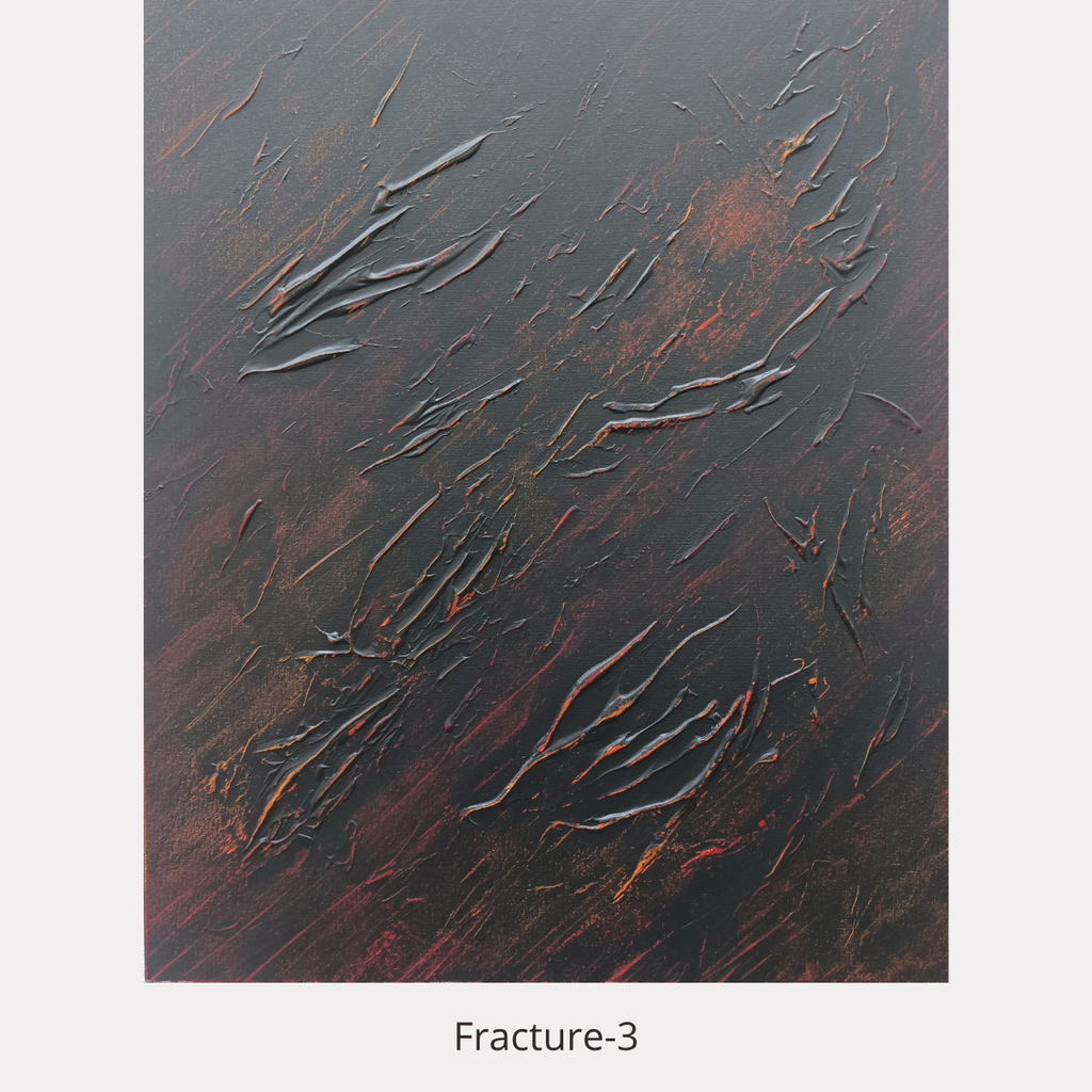 Fracture-3 – peinture abstraite sombre texturée 50 × 60 cm de Tony Debs