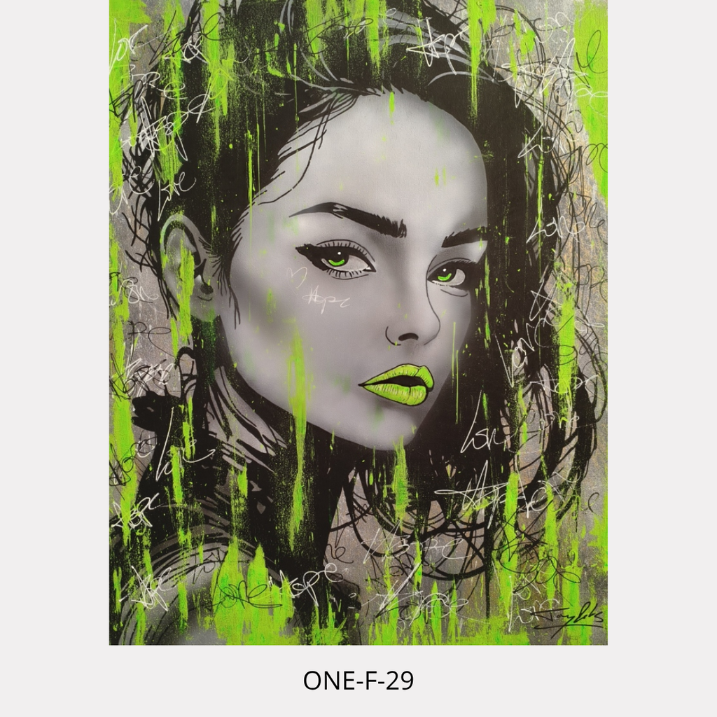 One-F 29 – portrait féminin contemporain, peinture acrylique originale 25F de Tony Debs