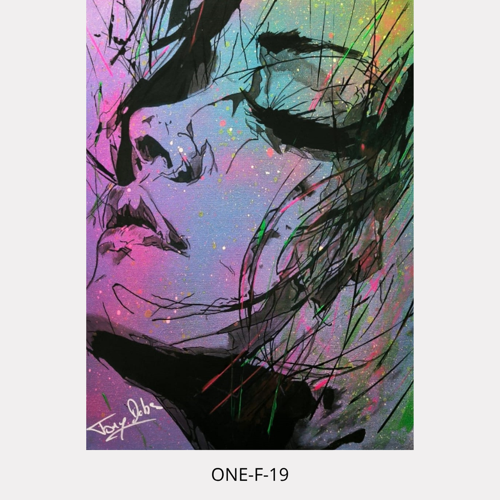 One-F 19 – portrait féminin contemporain, peinture acrylique originale 30 × 40 cm de Tony Debs