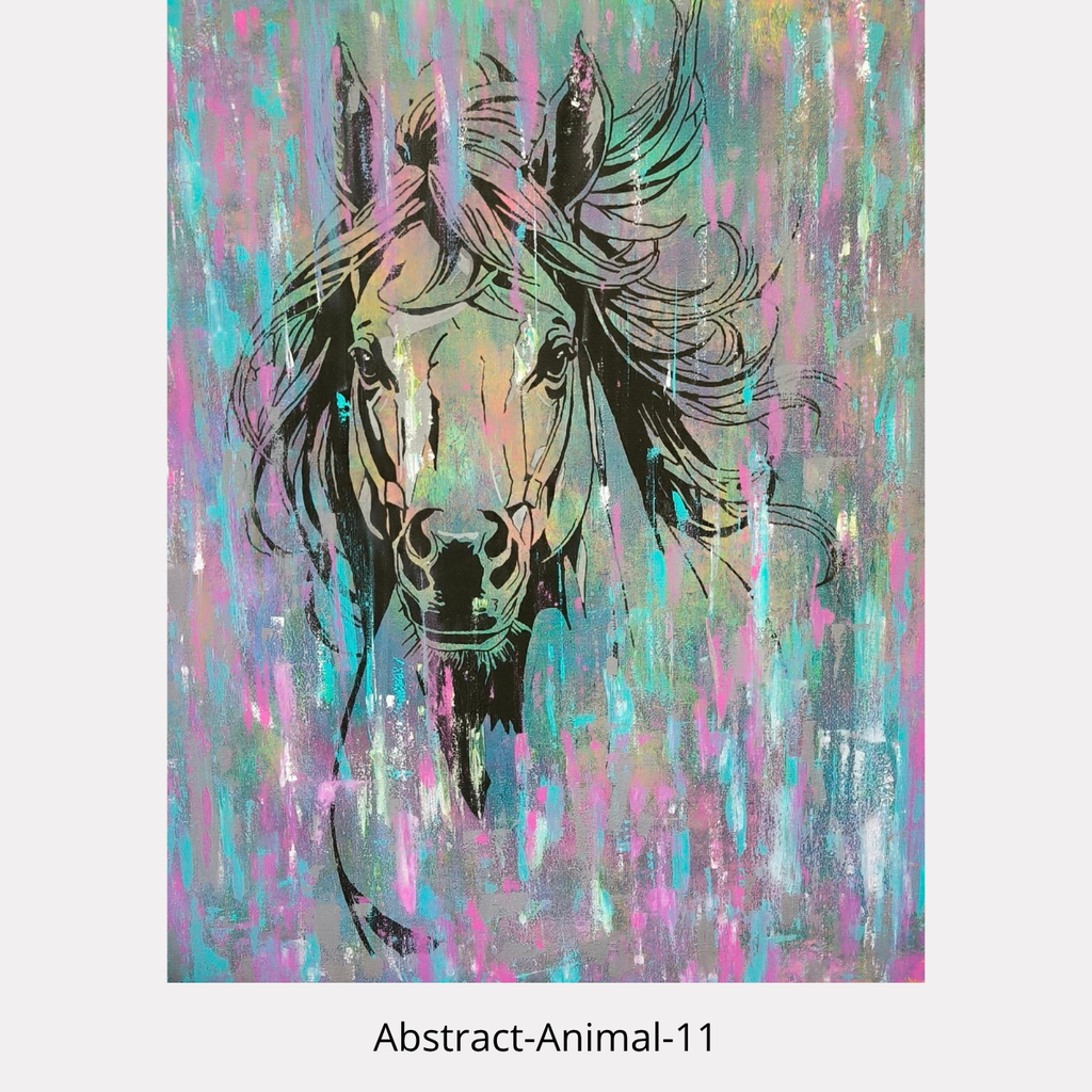 Abstract-Animal 11 – cheval contemporain, peinture animalière originale 15F 65 × 54 cm de Tony Debs