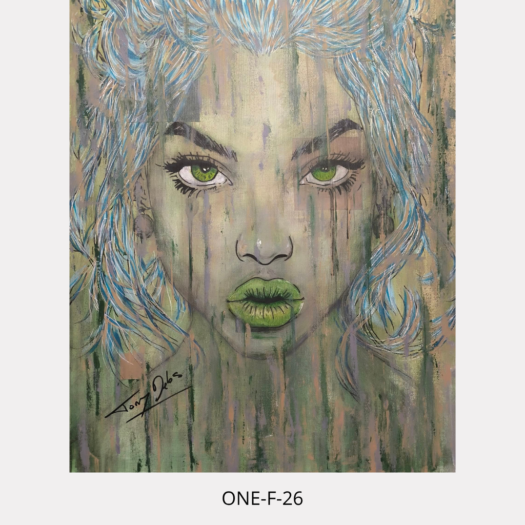 One-F 26 – portrait féminin contemporain, peinture acrylique originale 15F de Tony Debs
