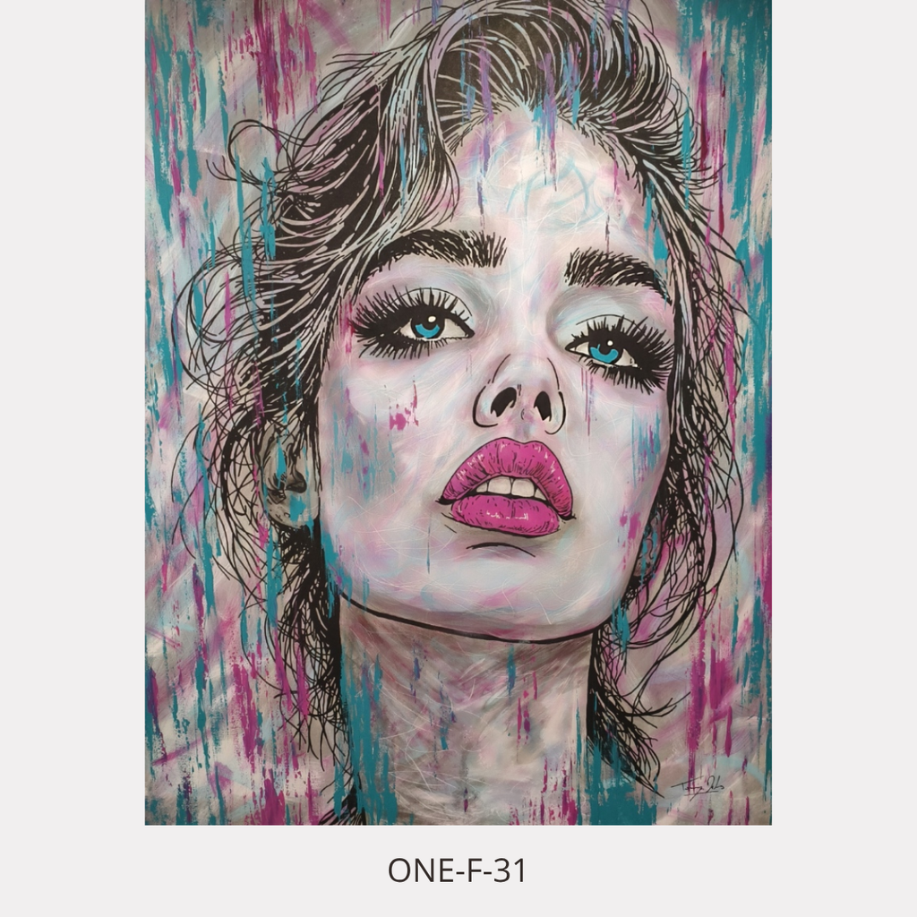One-F-31 – portrait féminin contemporain, peinture acrylique originale 50F de Tony Debs