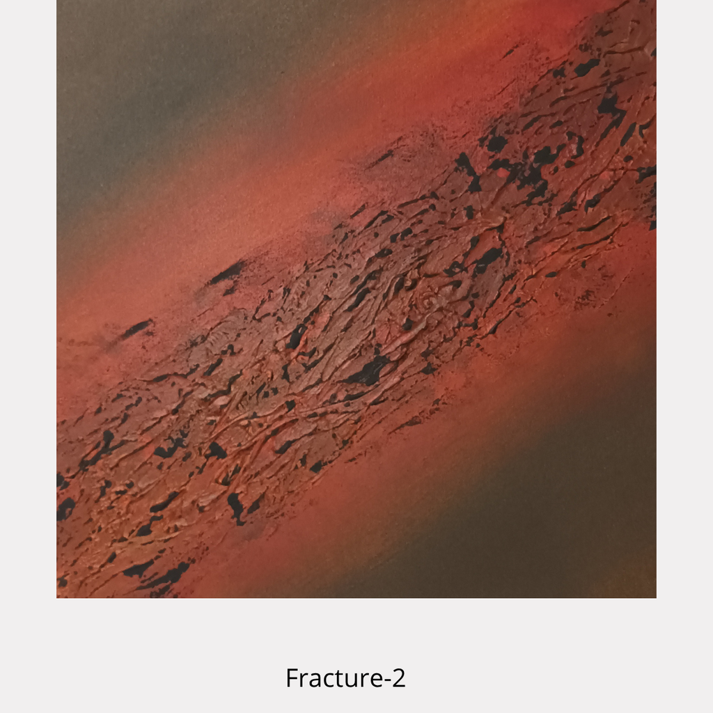 Fracture-2 – peinture abstraite rouge et noire texturée 40 × 40 cm de Tony Debs