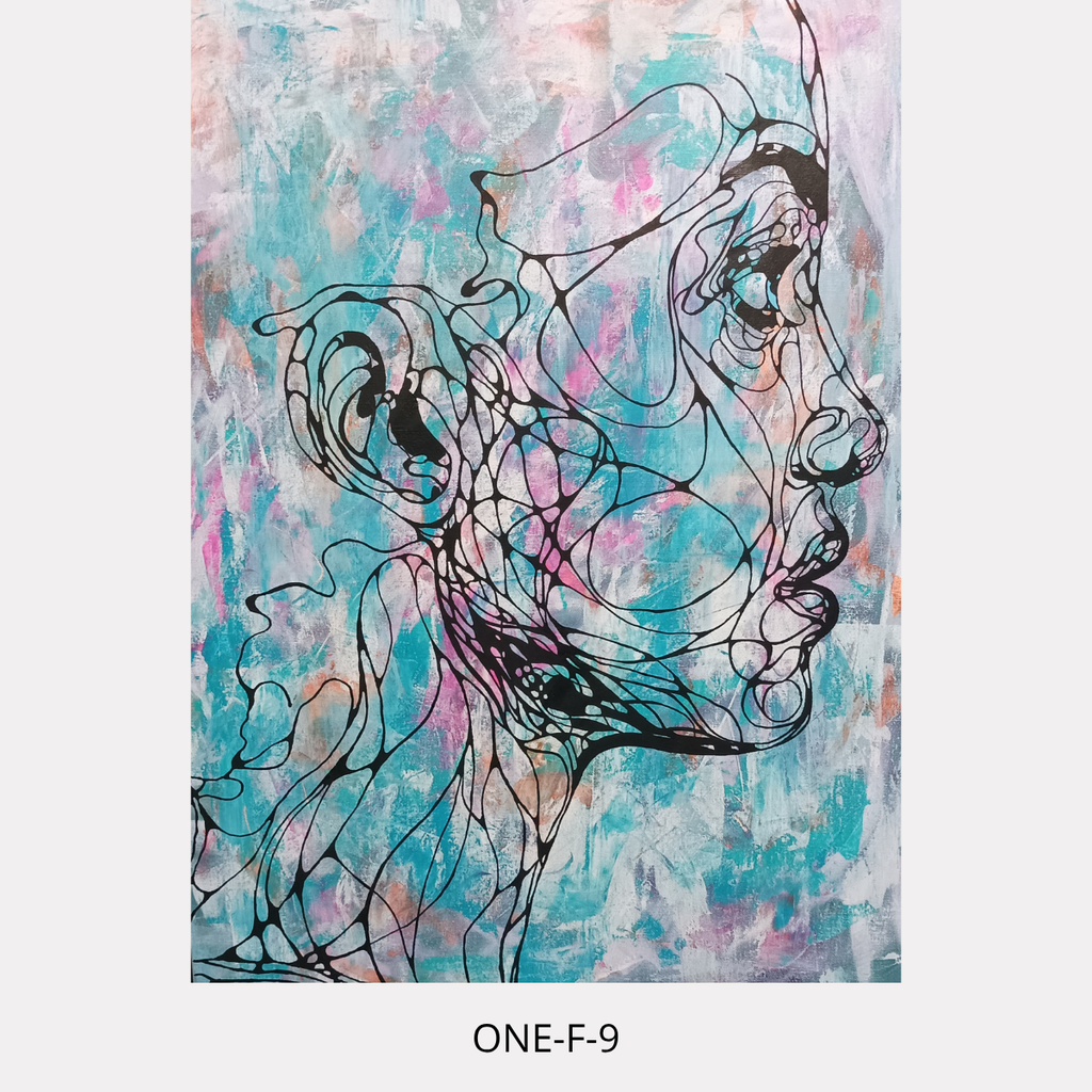 One-F 9 – portrait féminin contemporain, peinture acrylique originale 25P de Tony Debs