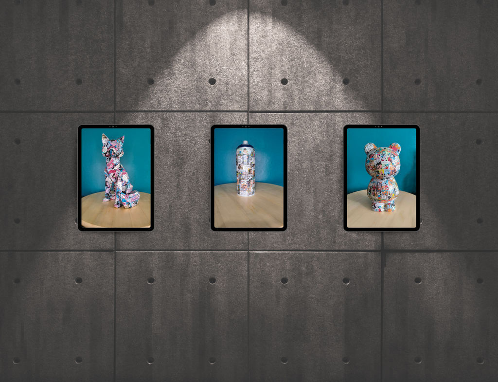 Sculptures et créations originales de Tony Debs, avec Fox, bombe artistique et sculpture en bande dessinée