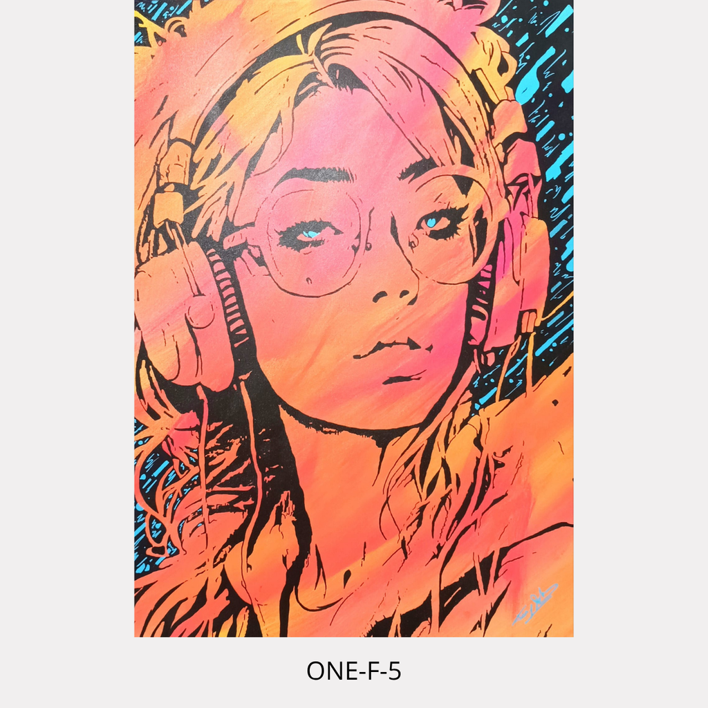 One-F 5 – portrait féminin contemporain, peinture acrylique originale 30P de Tony Debs
