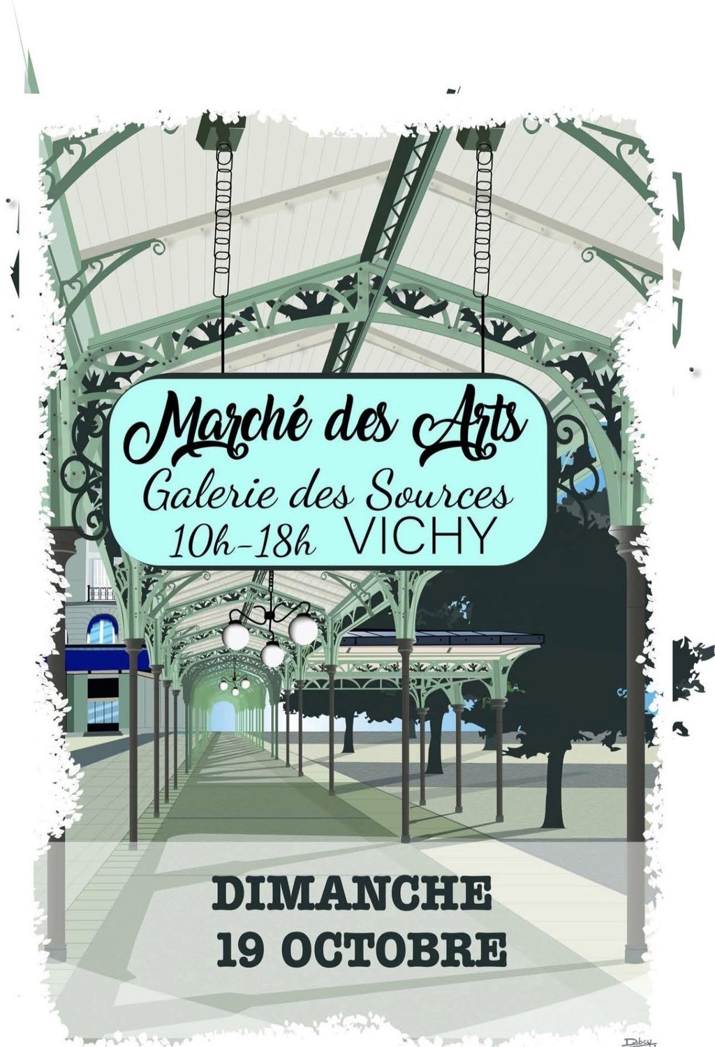 Affiche du Marché des Arts à la Galerie des Sources de Vichy, avec la participation de Tony Debs en octobre 2025