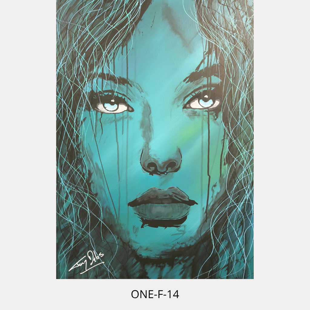 One-F 14 – portrait féminin contemporain, peinture acrylique originale 81 × 60 cm de Tony Debs