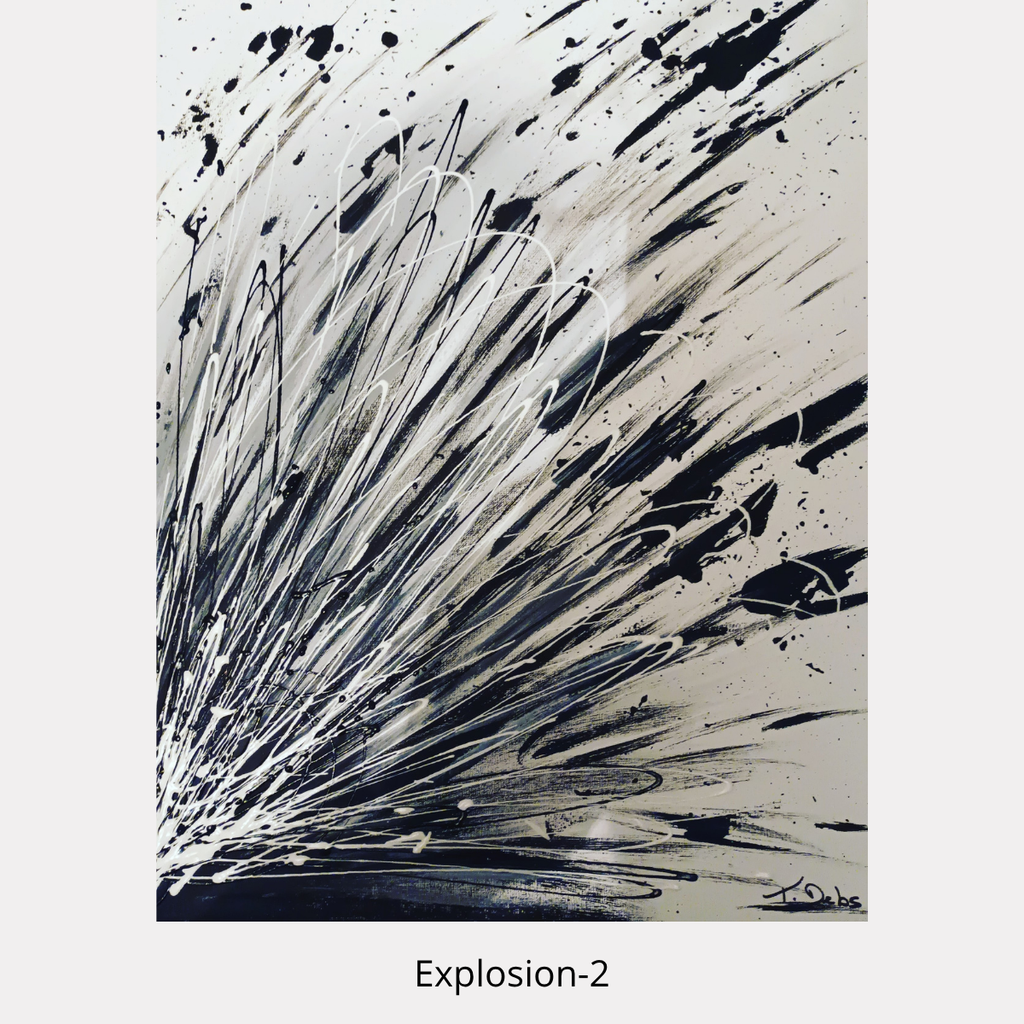 Explosion-2 – composition abstraite noir et blanc 40 × 50 cm de Tony Debs