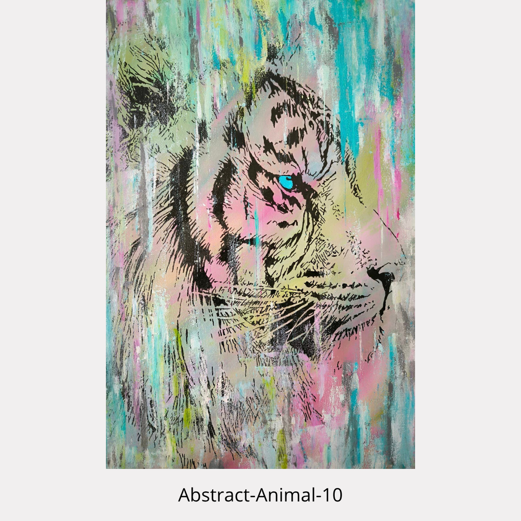 Abstract-Animal 10 – tigre coloré, peinture animalière contemporaine originale 40 × 60 cm de Tony Debs