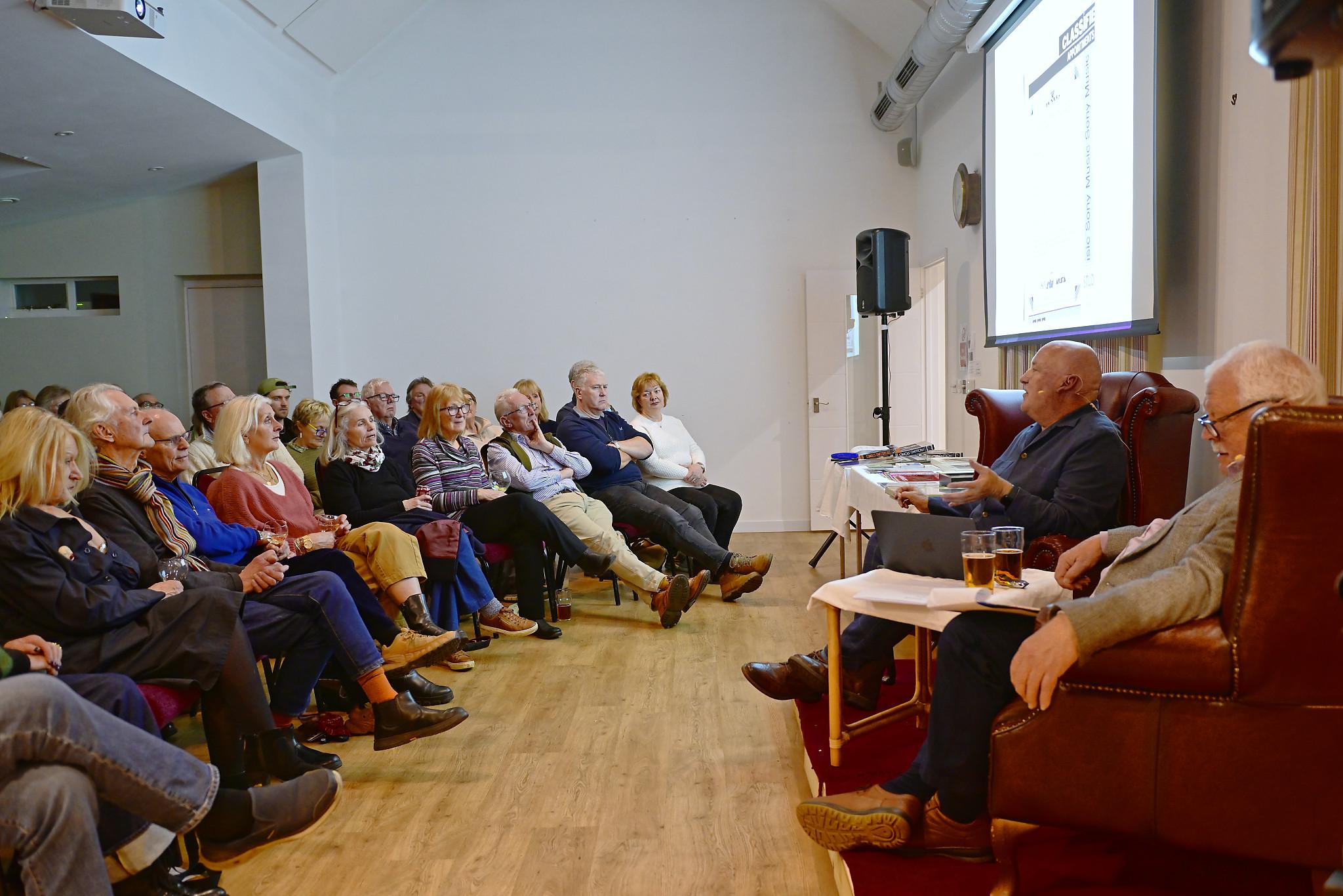 Enjoying Glenn Crouch's fascinating talk about his career in the music business at Oxhill Village Hall