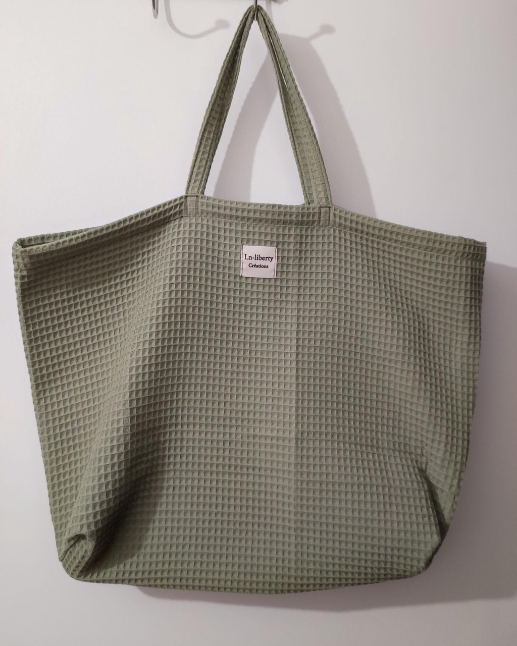 Tote bag XL nid d'abeille vert olive