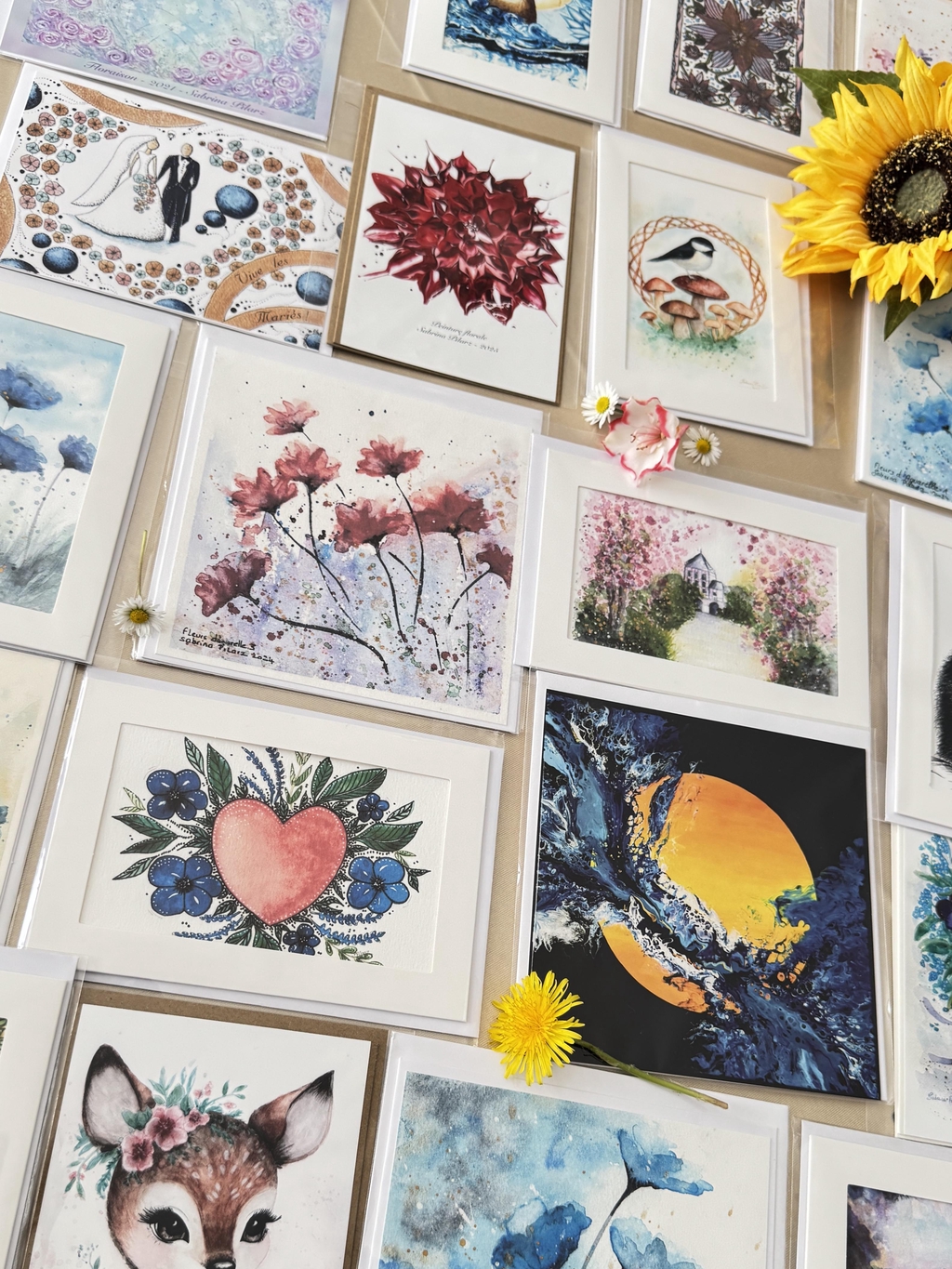 Carte promo printemps été artiste peintre Sabrina Pilarz boutique 