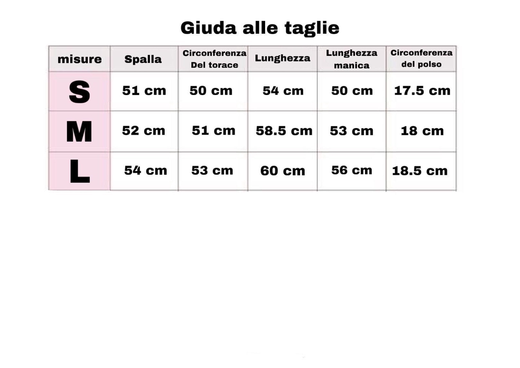Guida alle taglie