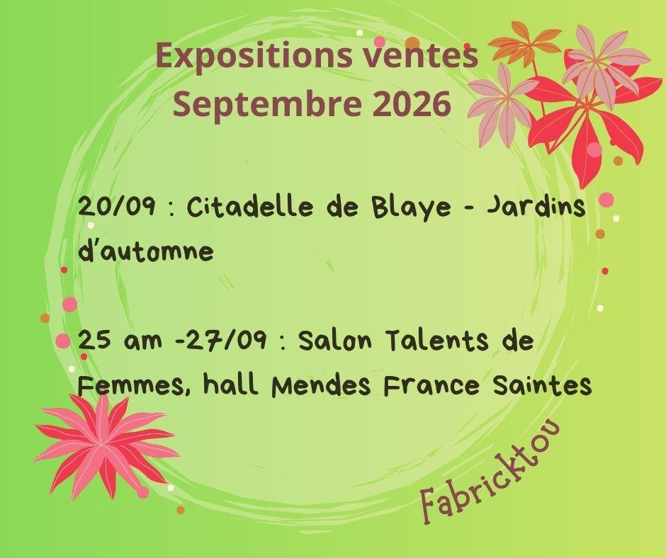 Agenda Expositions Septembre 2026
