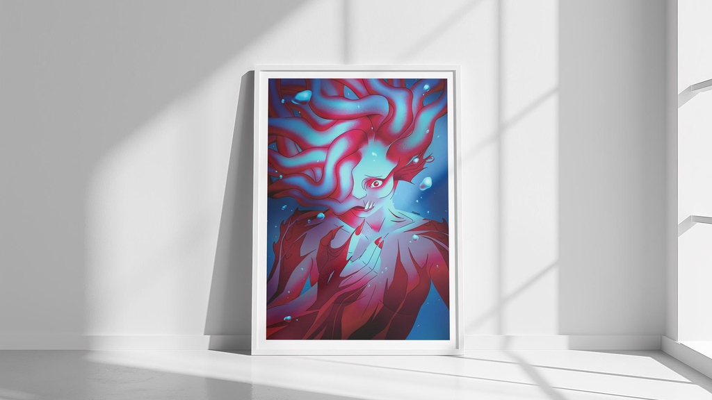 Illustration "Sous la peau les monstres" par Syno, imprimée à l'atelier en haute définition sur du papier Fine Art.