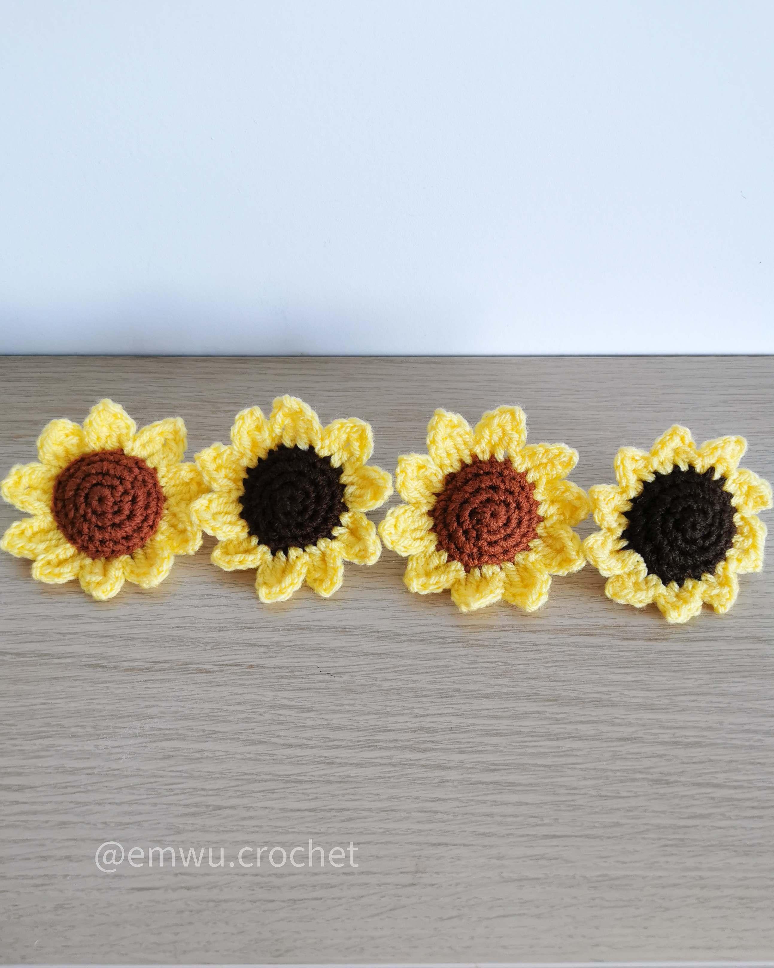 Elastiques tournesol crochet fait main Emwü