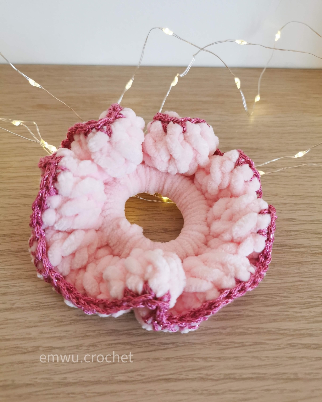 Chouchou crochet rose