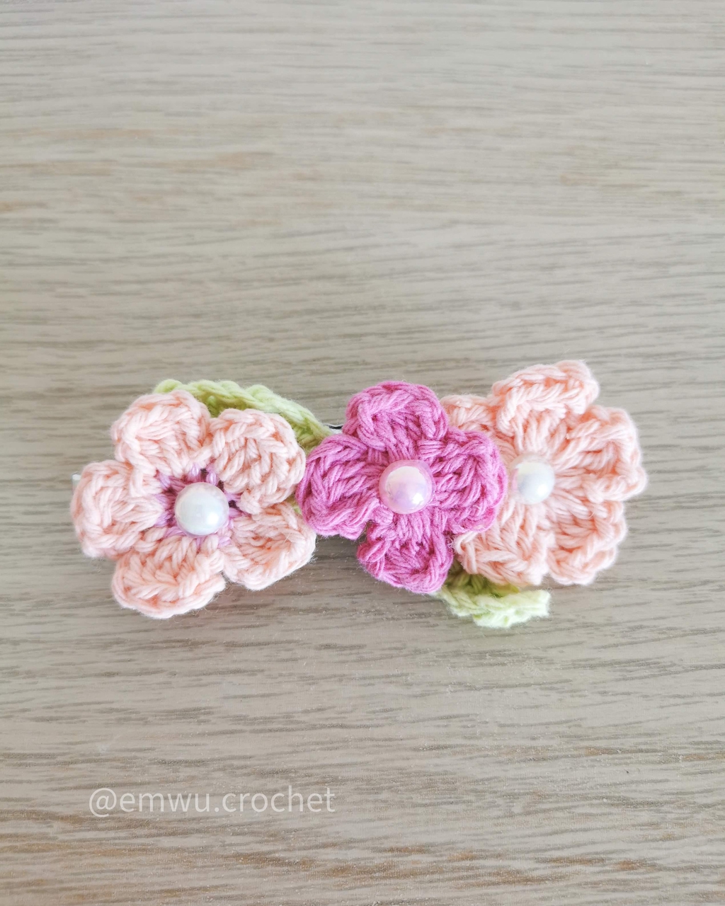 Barrettes fleurs crochet fait main Emwü