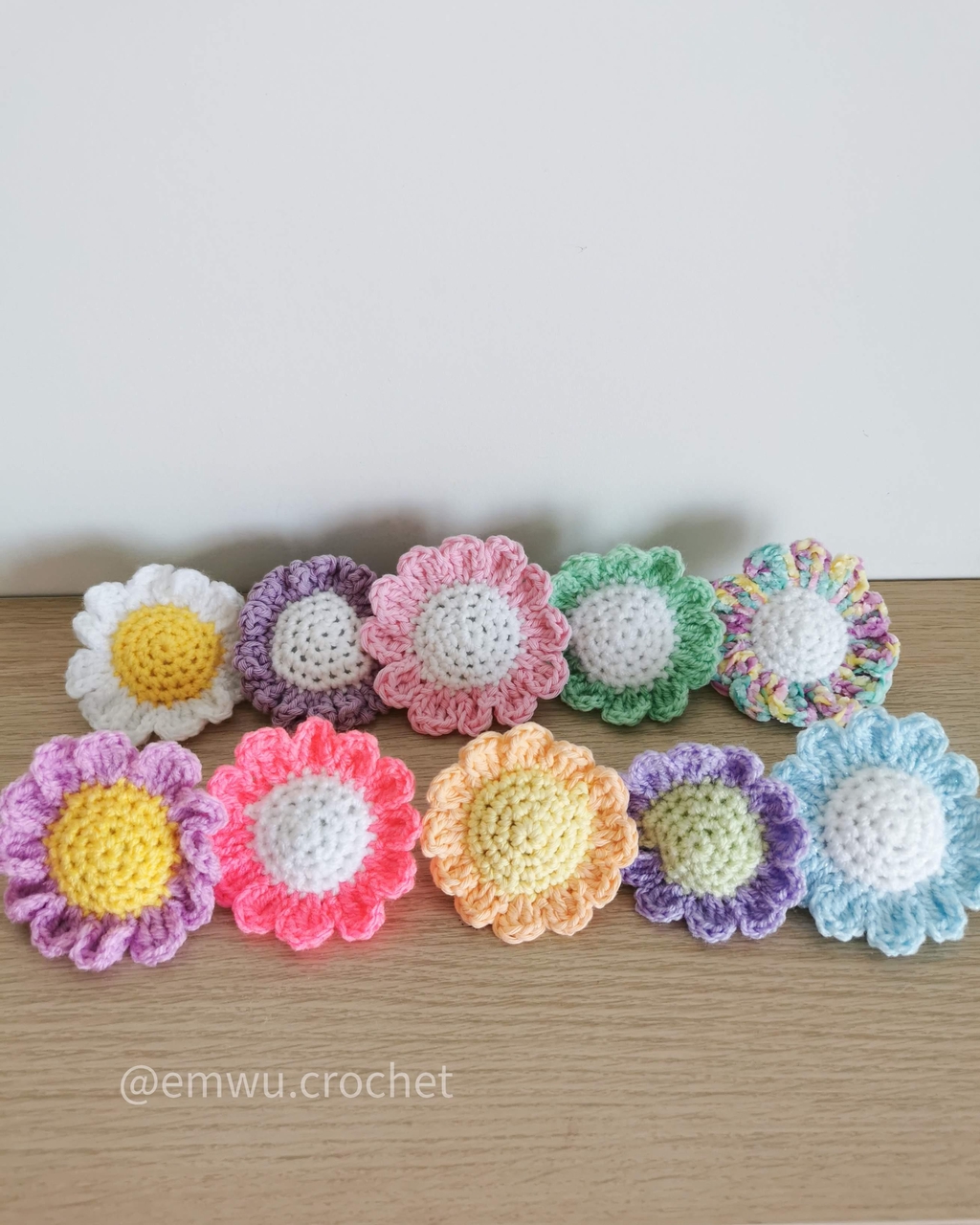 Elastiques fleurs crochet fait main Emwü