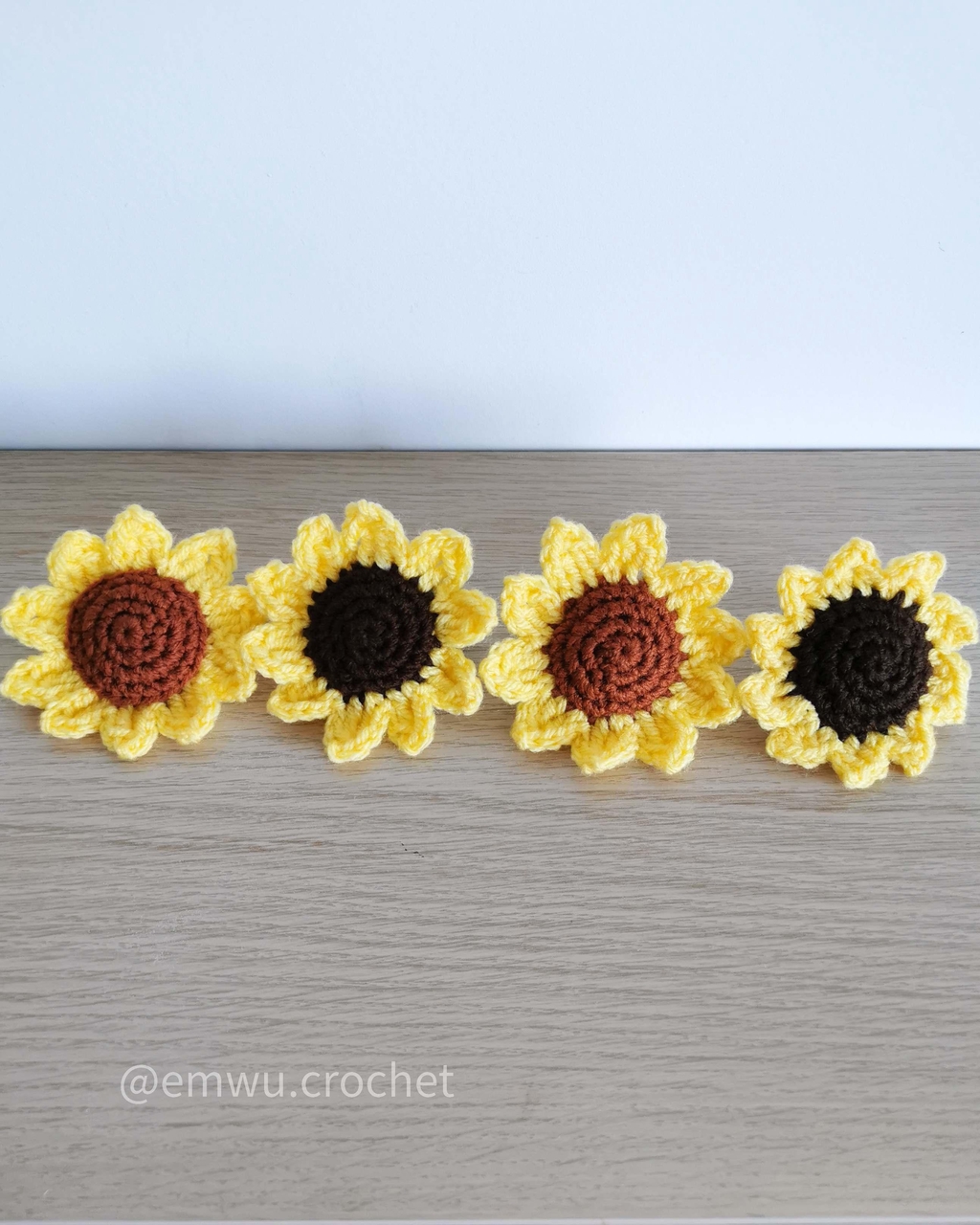 Elastiques tournesol crochet fait main Emwü