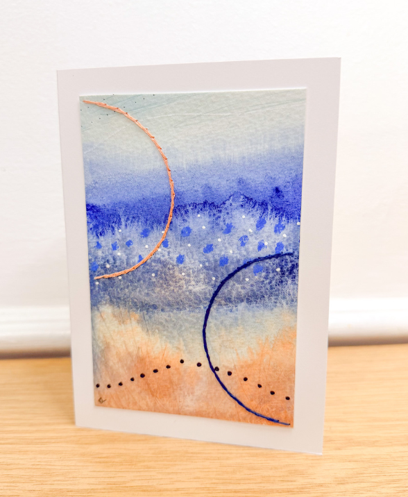 An example of a hand sewn card