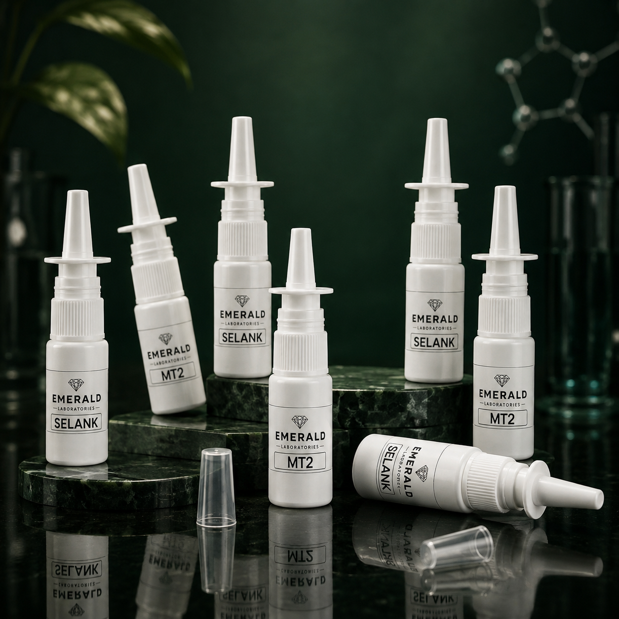 Emerald Labs nasal research products in Ireland including Selank and MT2 nasal sprays