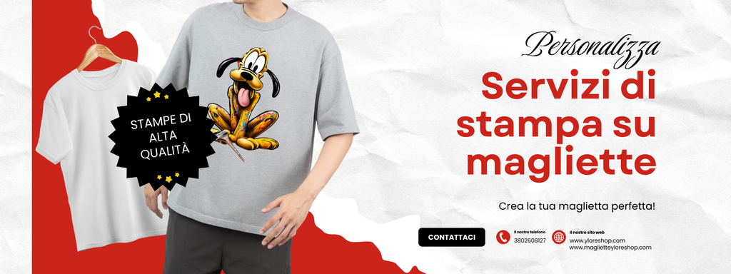 Crea la tua maglietta personalizzata online con foto e scritte senza minimo d'ordine da YLORESHOP