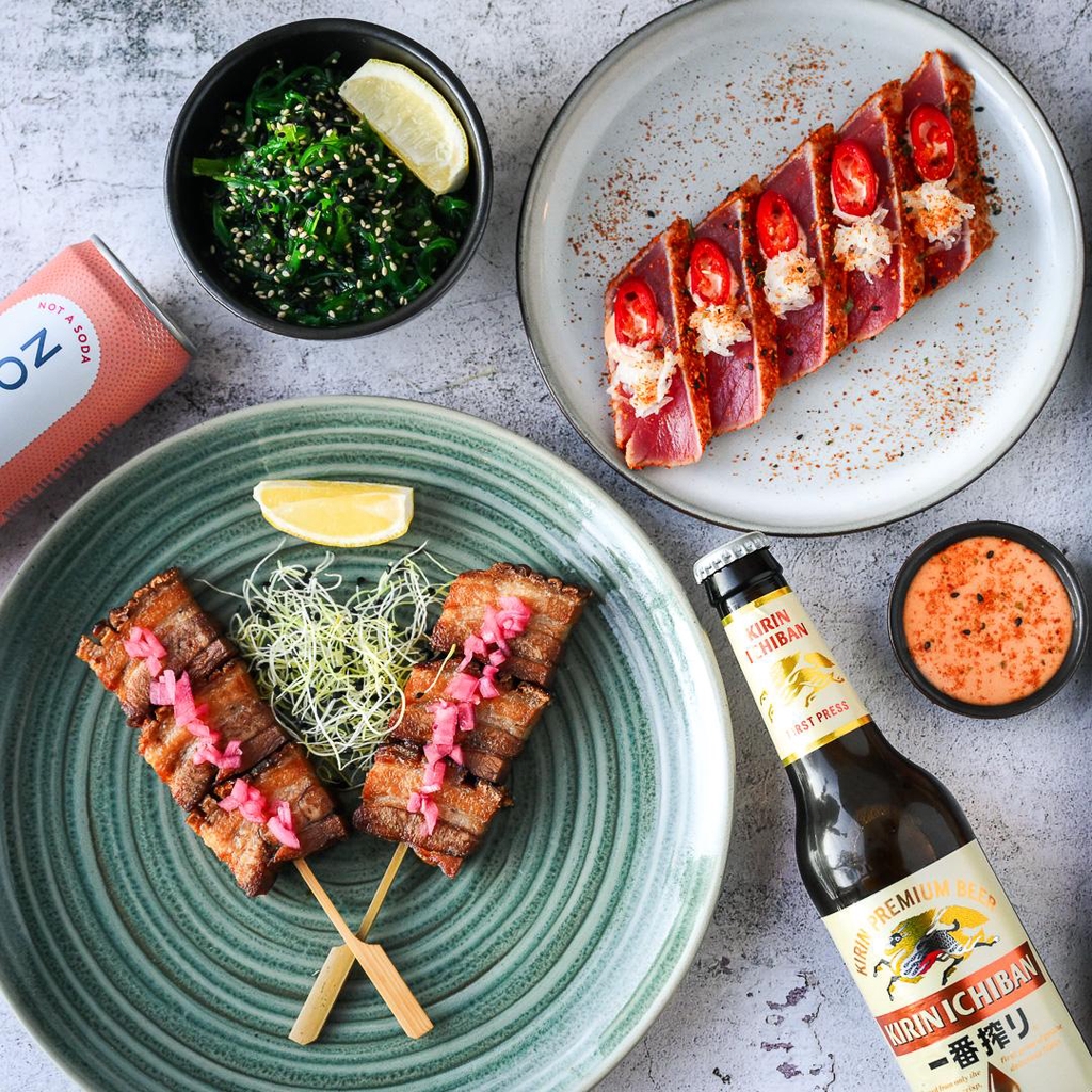 Our tasteful selection of well selected Starters, Poke Bowls, Yakitori Grill Skewers, and the 1st SUSHI BURGERS in Copenhagen