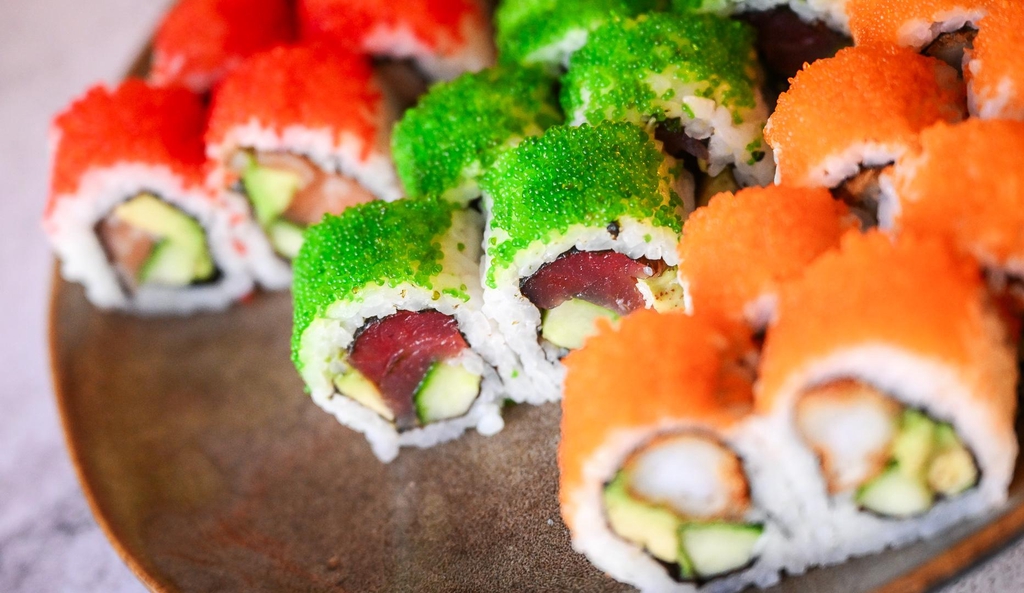 Our delightful selection of sushi rolls, nigiri, uramaki insideout, hosomaki, futomaki, and kaburamaki.