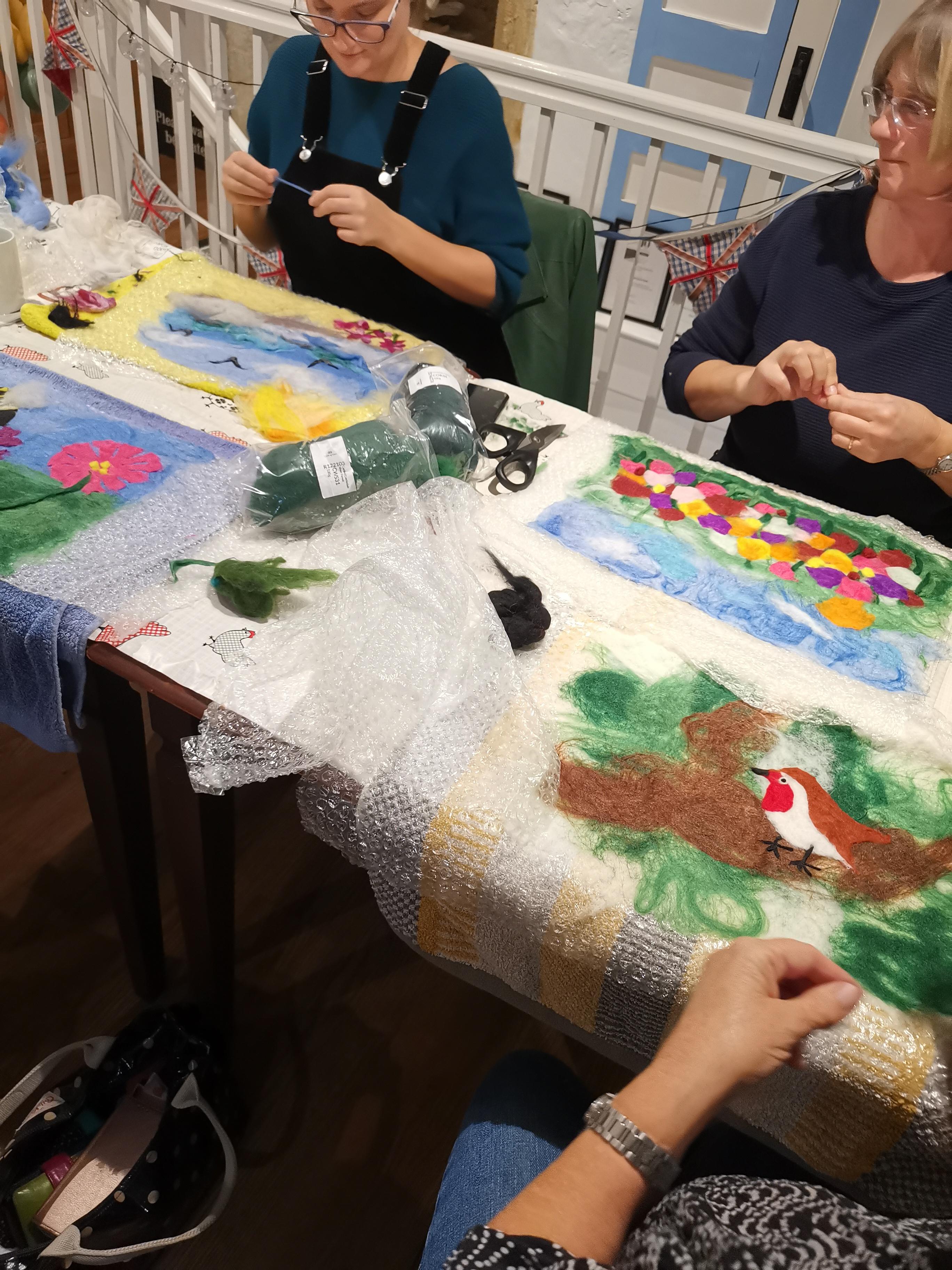 Felted pictures can be created at my classes contact me for details