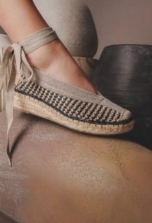 Shabbies Amsterdam Palma Kimono Espadrille Beige Black Finezza schoenen