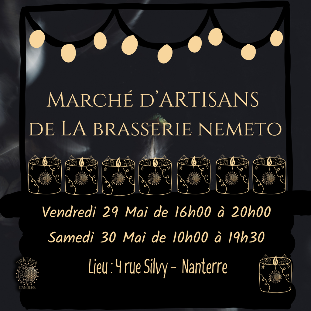 Trataka Candles au marché d'artisans de la Brasserie Nemeto de Mai 2026