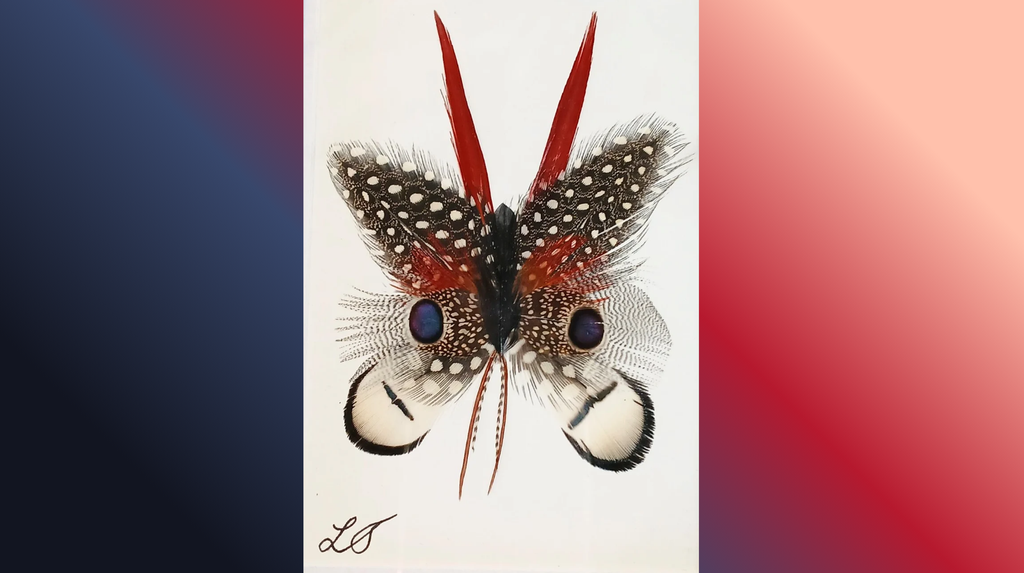 Cadre papillon en plumes 