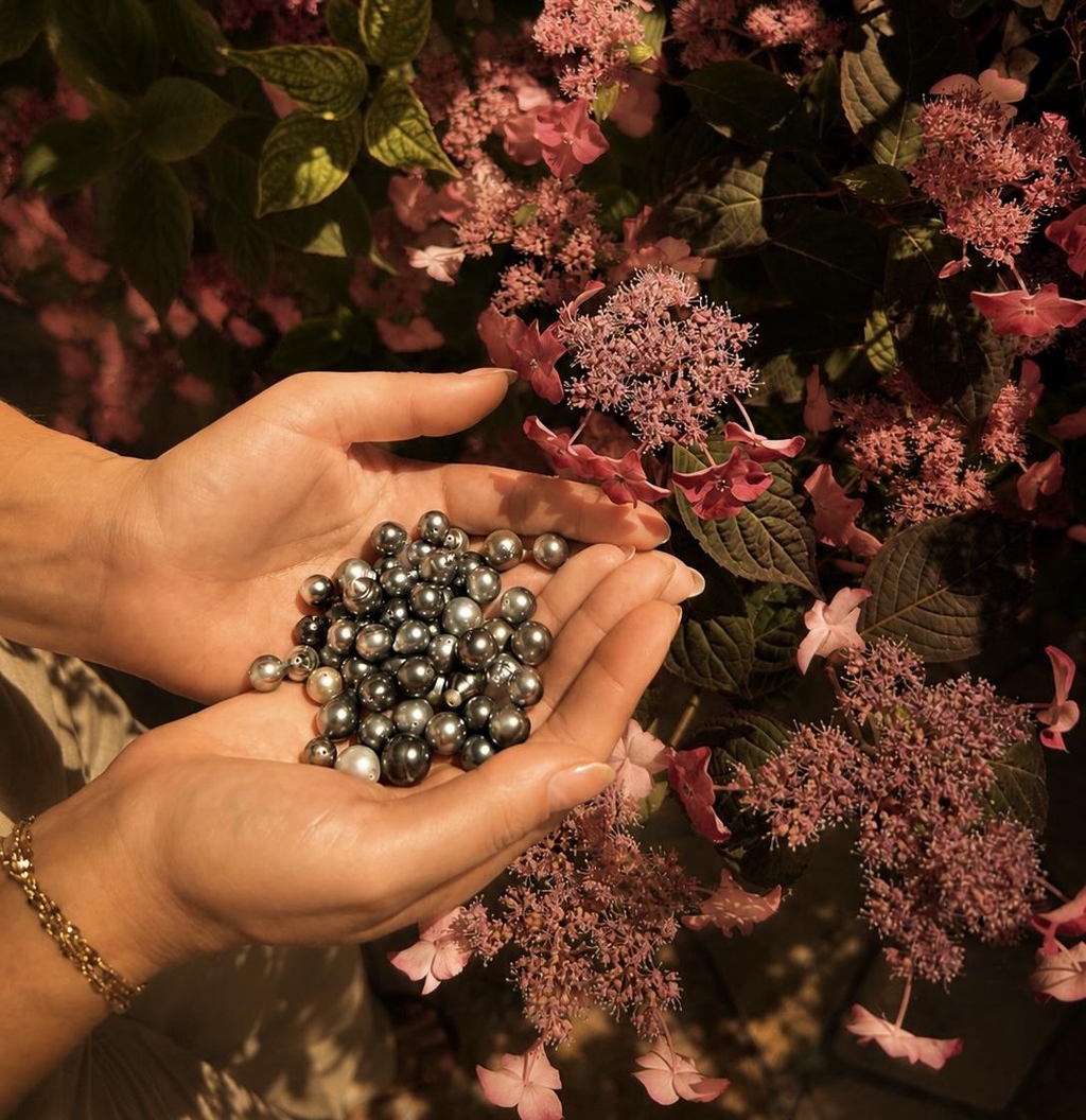 photos perles de tahiti avec fleurs